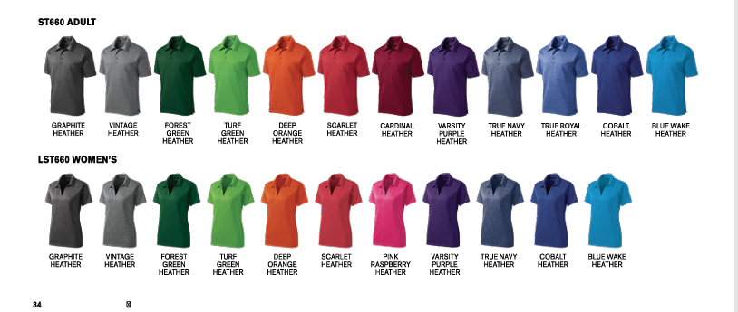 Carta original de colores y variantes Heather Contender; se conserva completa
